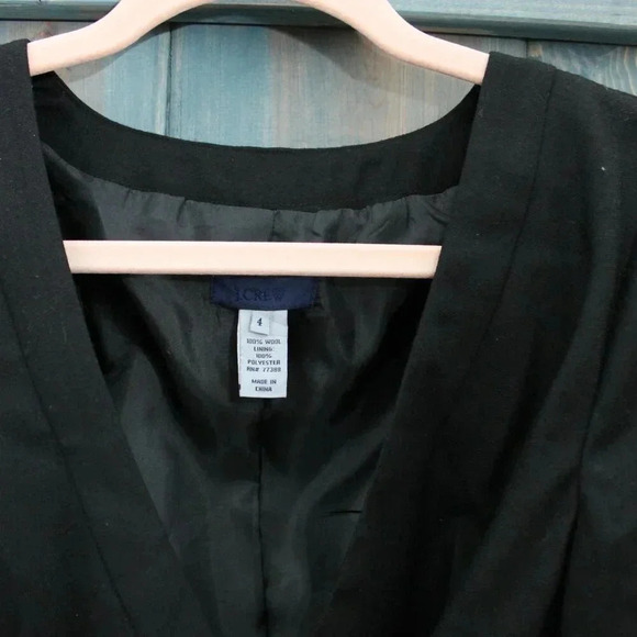 J Crew Black Wool Wrap Dress Size 4 Small - Picture 4 of 5